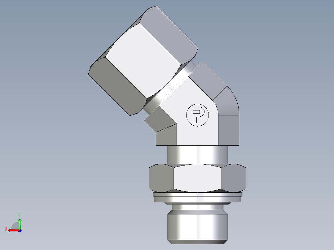 卡套式工业通用硬管接头EO_Adjustable_locknut_45_deg_elbow_VEE10ZSMCF后视图