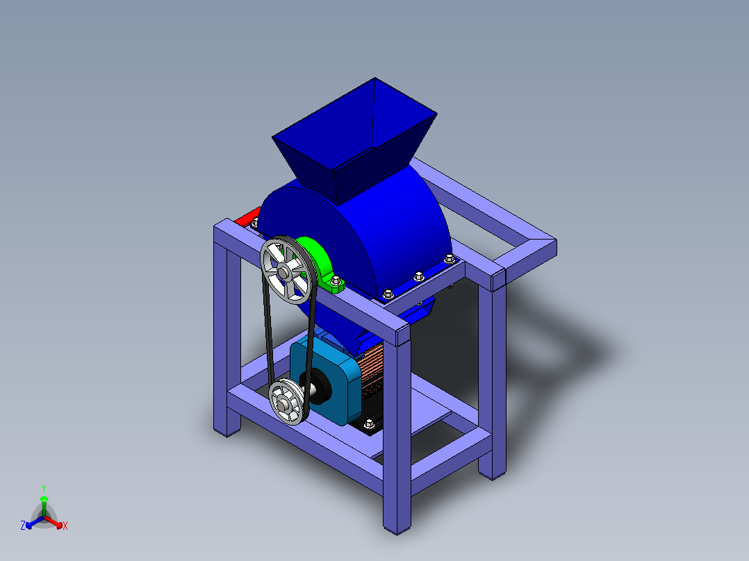 玉米脱粒机maize-sheller-SW正等轴测图