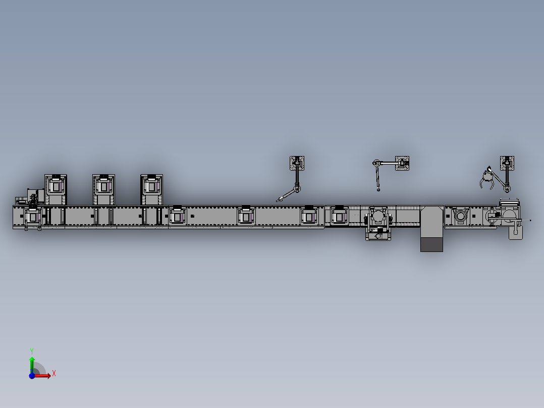 PMS曳引机流水线总装配图前视图