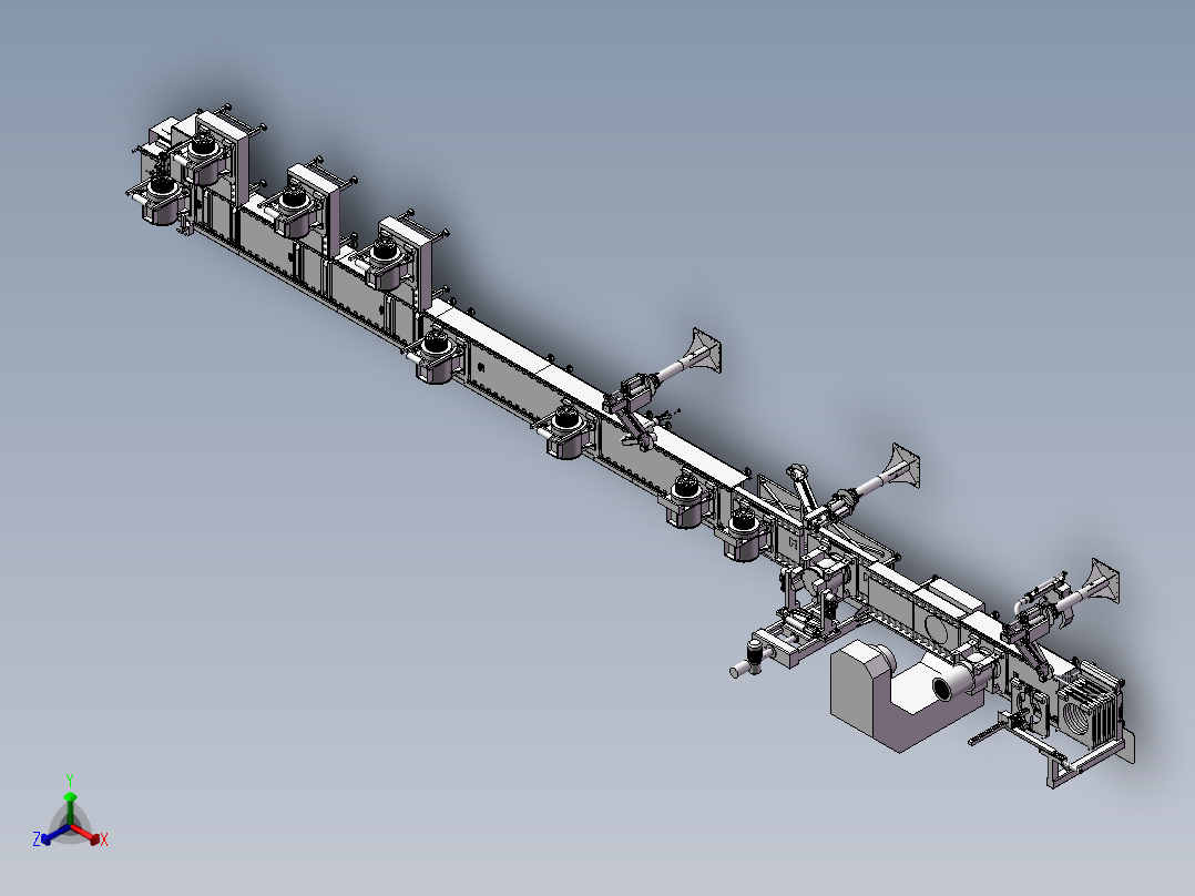 PMS曳引机流水线总装配图正等轴测图