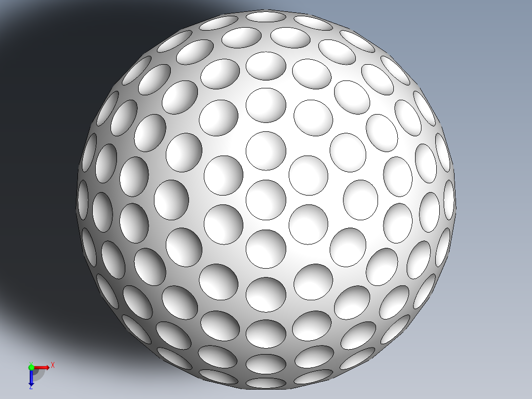 高尔夫球、高尔夫球小车、高尔夫球装备Golf Ball SolidWorks SW.zip俯视图