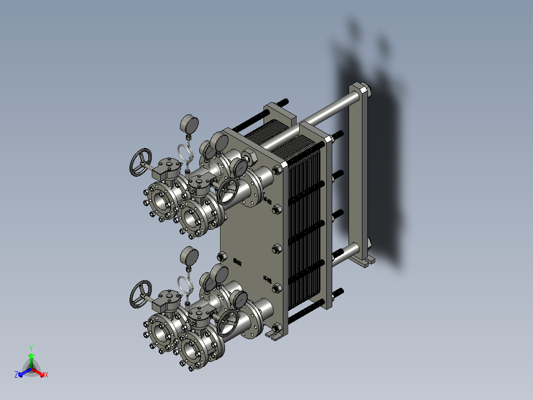 板式换热器组装模块正等轴测图