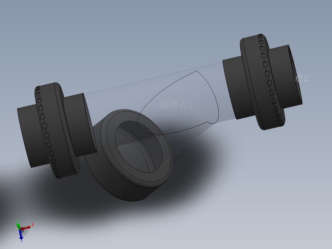 Y filter DN65 PN10 U-PVC主视图