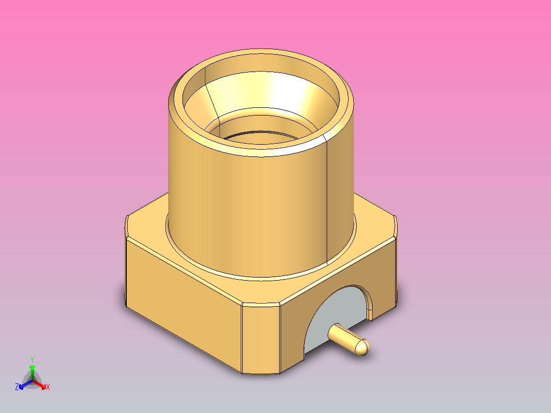 65 GHz单端口PCB SMT贴装微型SMP (MSMP)半刚性同轴连接器插座2正等轴测图