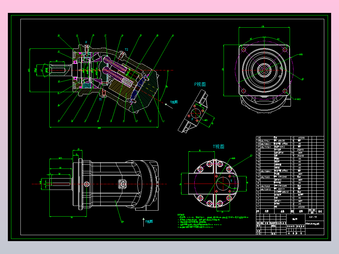 A2F-55斜轴式轴向柱塞泵（CAD+说明书）