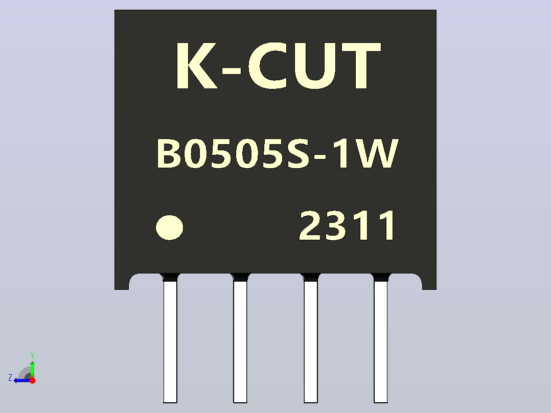 DC隔离电源模块B0505S-1W。功率模块转换器右视图