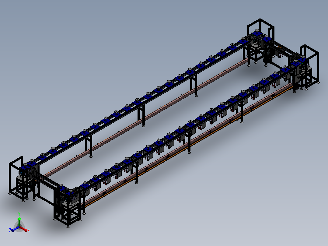 ZDH-PID-013 循环回流旋转倍速链线 3D模型正等轴测图