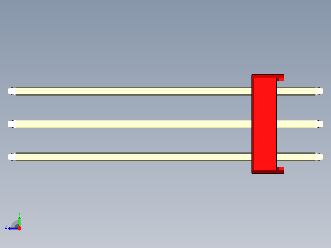 彩色公头100mil（2.54mm）系列-DS1021_red_3x01p_100mil_Type19_rev1.0右视图