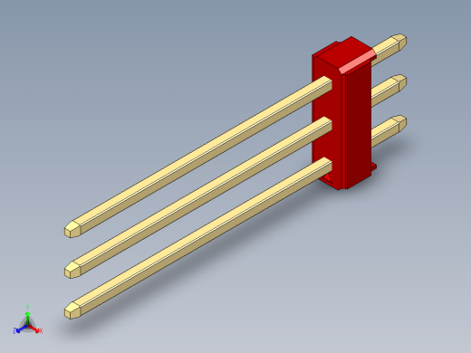 彩色公头100mil（2.54mm）系列-DS1021_red_3x01p_100mil_Type19_rev1.0正等轴测缩略图