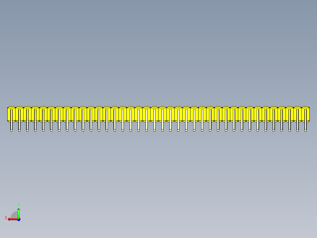 彩色公排针 100mil 2.54mm 系列-DS1022_yellow_2x38p_100mil_TypeD_rev1.0后视图