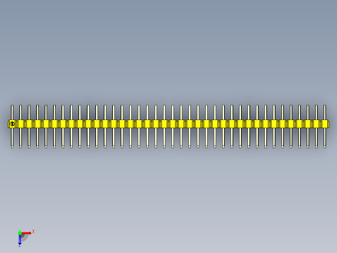 彩色公排针 100mil 2.54mm 系列-DS1022_yellow_2x38p_100mil_TypeD_rev1.0俯视图