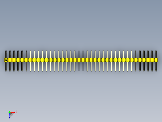 彩色公排针 100mil 2.54mm 系列-DS1022_yellow_2x38p_100mil_TypeD_rev1.0俯视缩略图