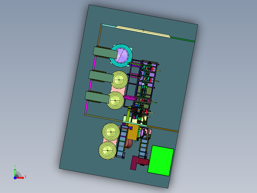 方轴门拉手半封闭式组装线前视图