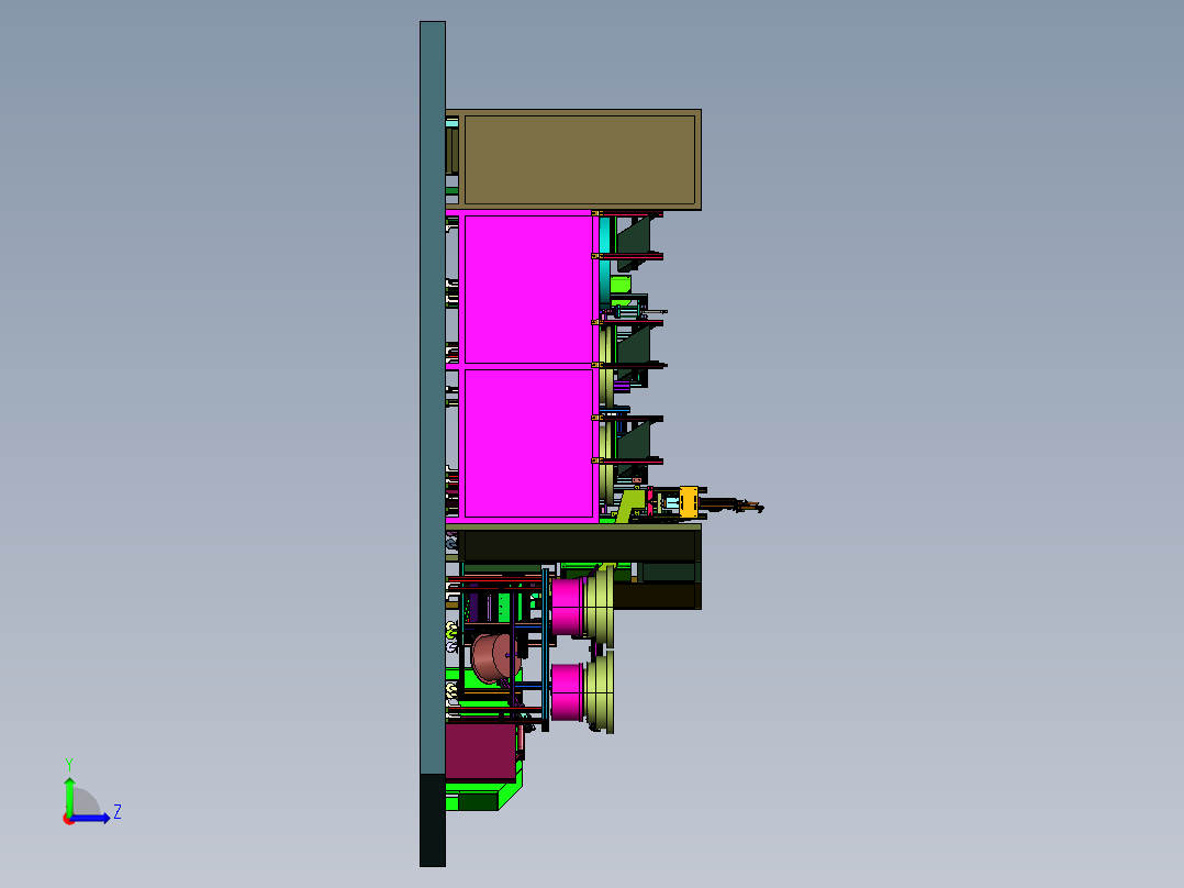 方轴门拉手半封闭式组装线左视图