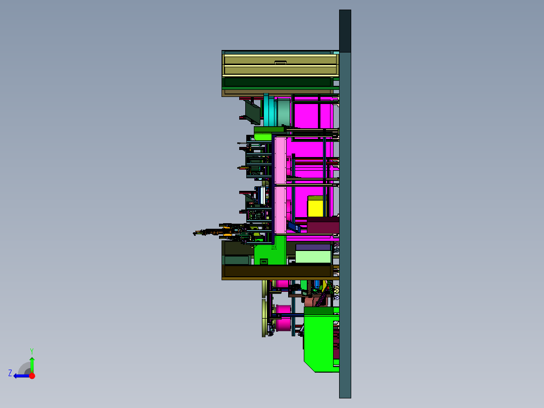 方轴门拉手半封闭式组装线右视图