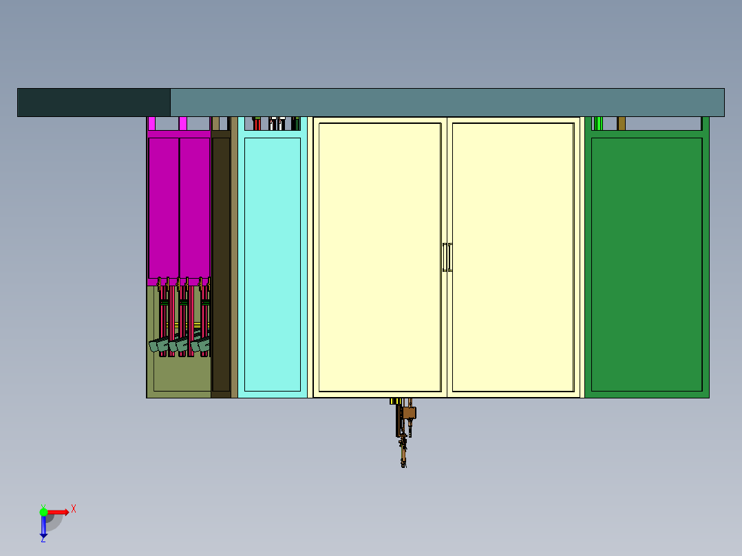 方轴门拉手半封闭式组装线俯视图