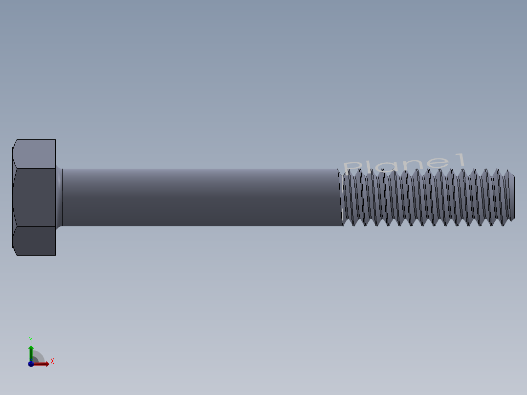 UNC 六角螺栓-Hex Bolt 0.250-20 x 2.000.SLDPRT前视图