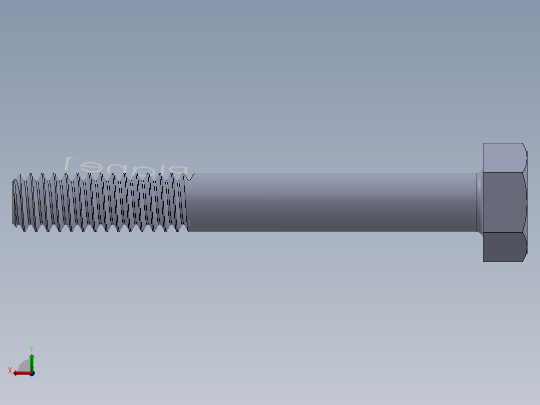 UNC 六角螺栓-Hex Bolt 0.250-20 x 2.000.SLDPRT后视图
