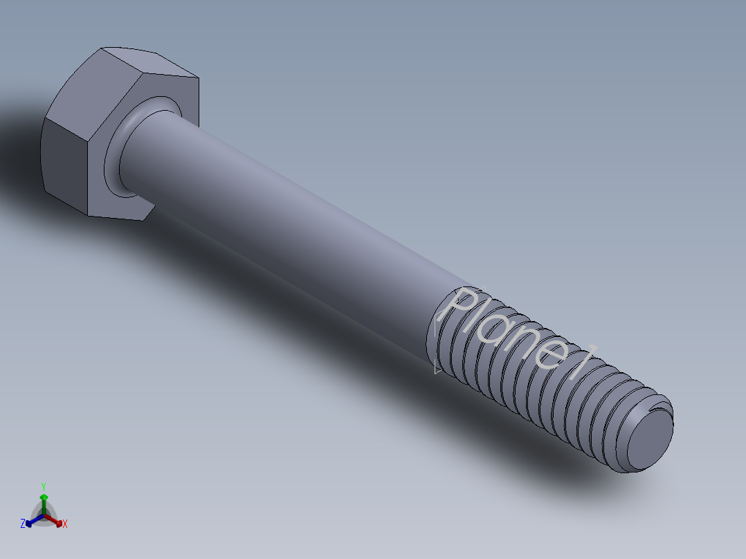 UNC 六角螺栓-Hex Bolt 0.250-20 x 2.000.SLDPRT正等轴测图