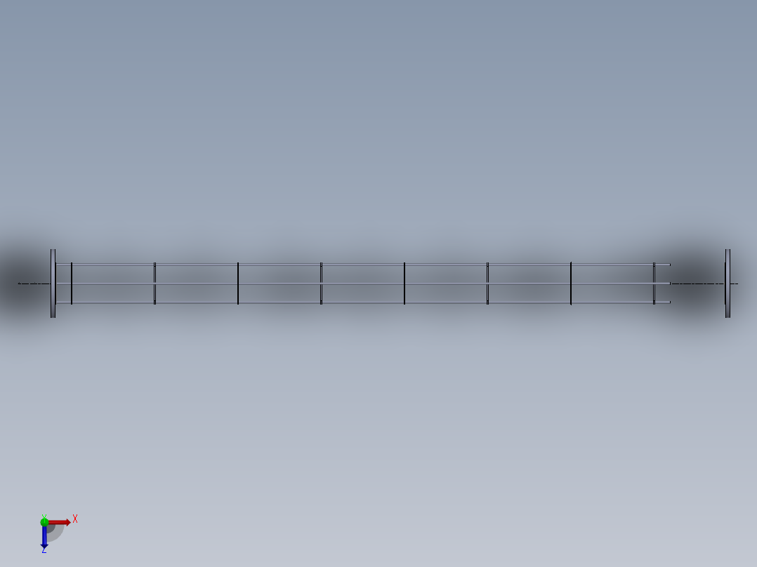 管壳式换热器。直径8英寸，6个通道俯视图