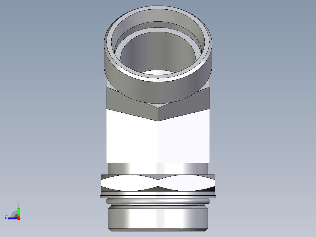 卡套式工业通用硬管接头EO_Adjustable_locknut_45_deg_elbow_VEE42LMOROMDCF右视图