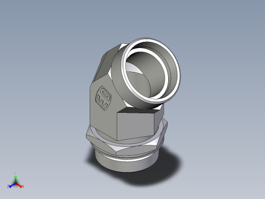 卡套式工业通用硬管接头EO_Adjustable_locknut_45_deg_elbow_VEE42LMOROMDCF正等轴测缩略图