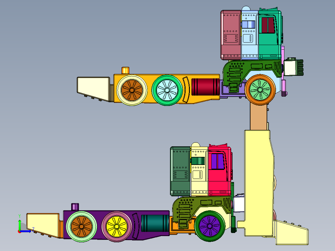 大卡车擎天柱机器人玩具左视图