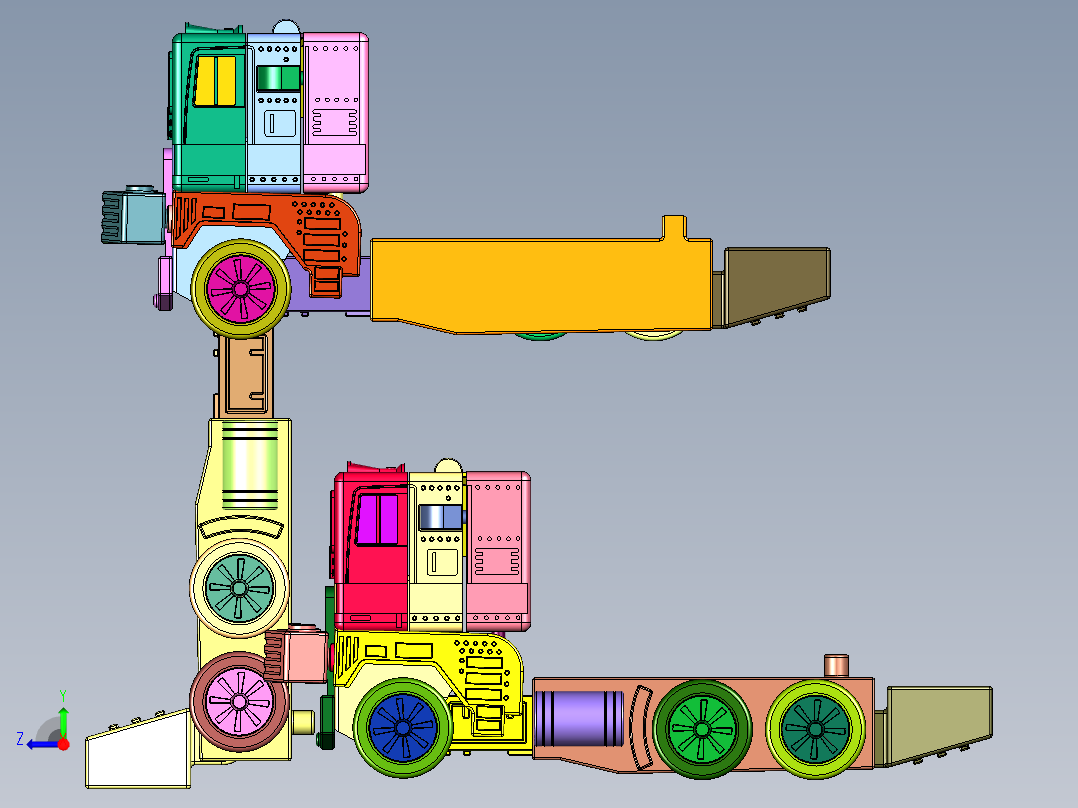大卡车擎天柱机器人玩具右视图