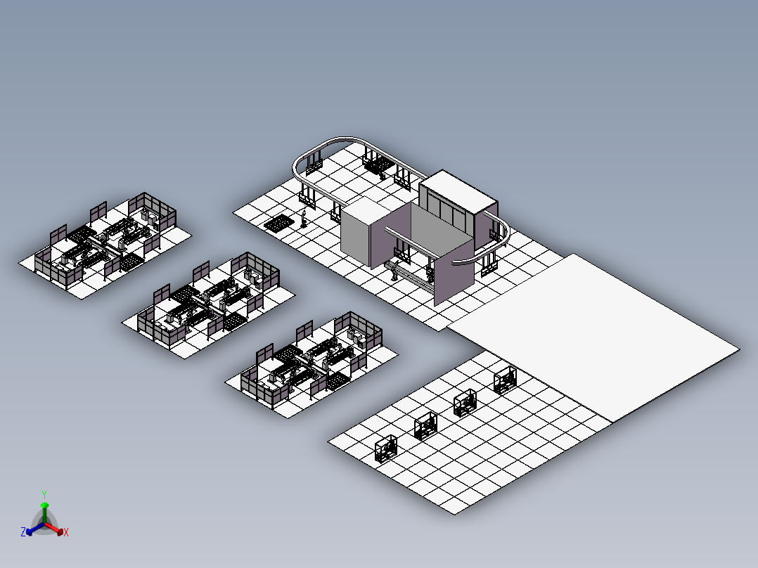 下料、焊接、喷漆 车间布局正等轴测图