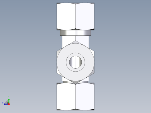 卡套式工业通用硬管接头EO_Swivel_nut_run_tee_EL12ZS71右视缩略图