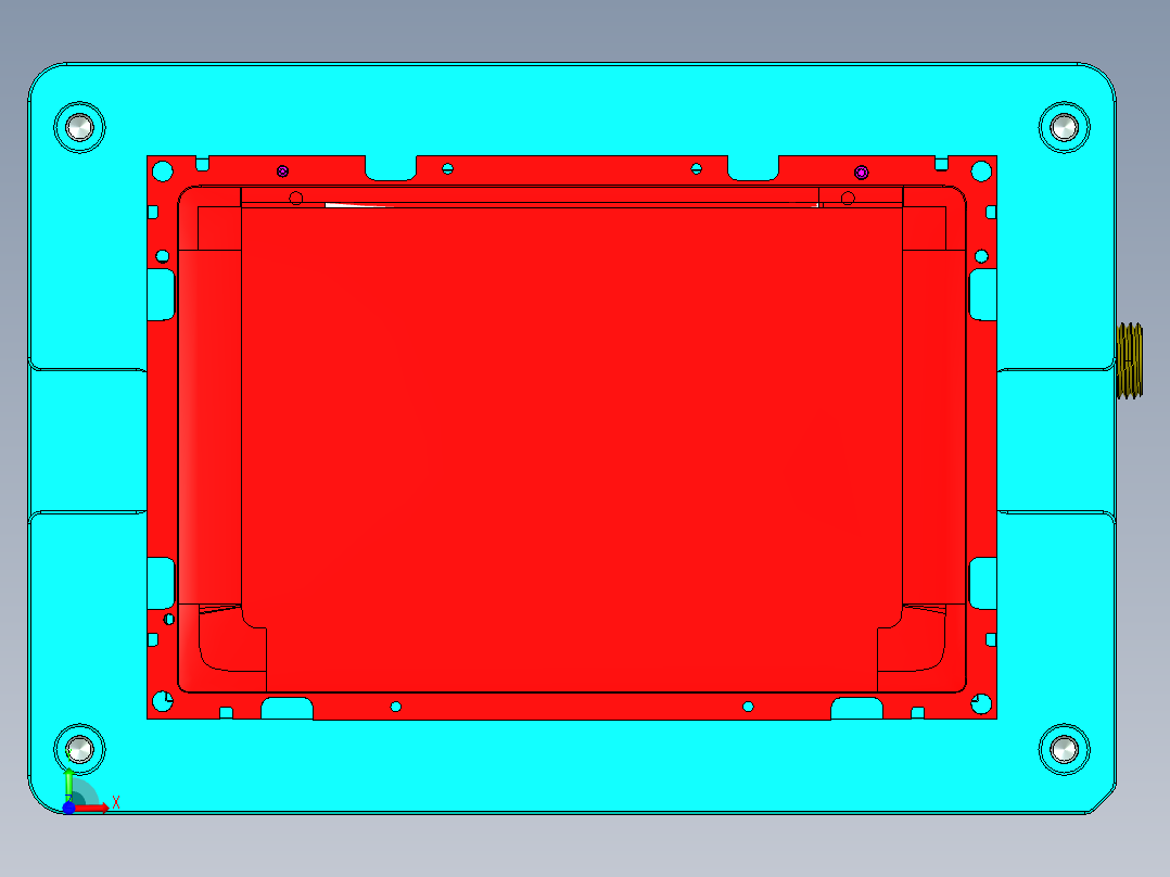 铝制电脑A壳铣外观面工装治具模型前视图