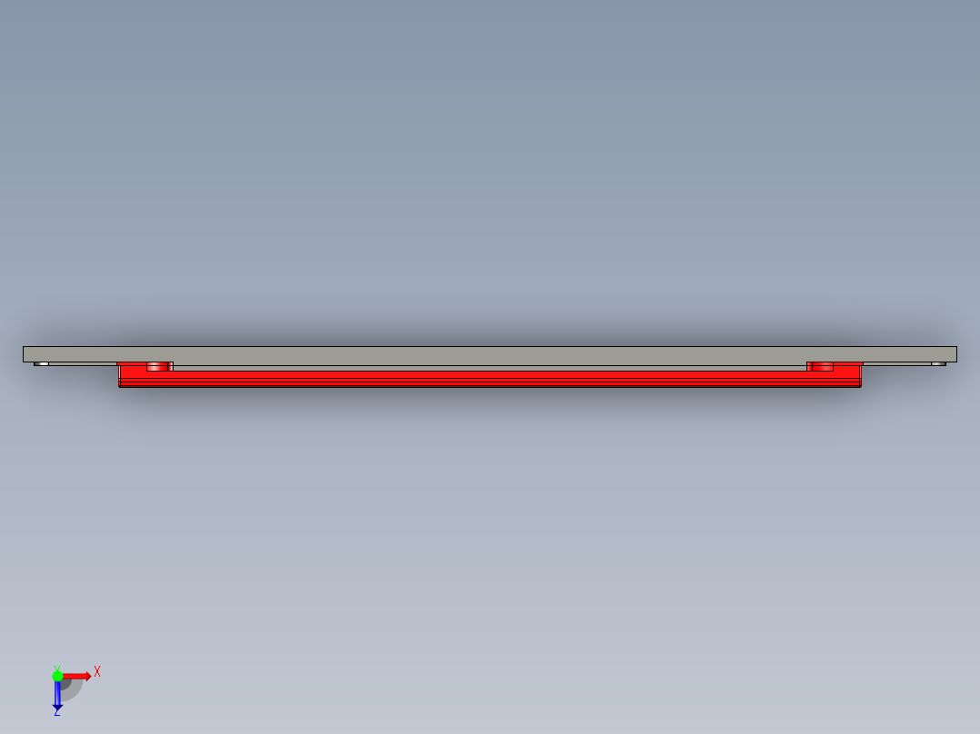 电脑A面金属外壳铣HINGE转轴UG程序模型俯视图
