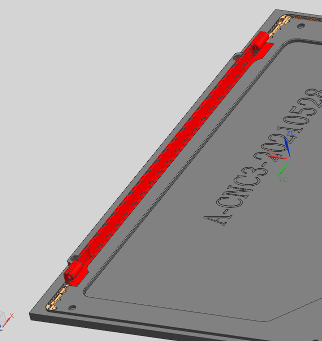 电脑A面金属外壳铣HINGE转轴UG程序模型