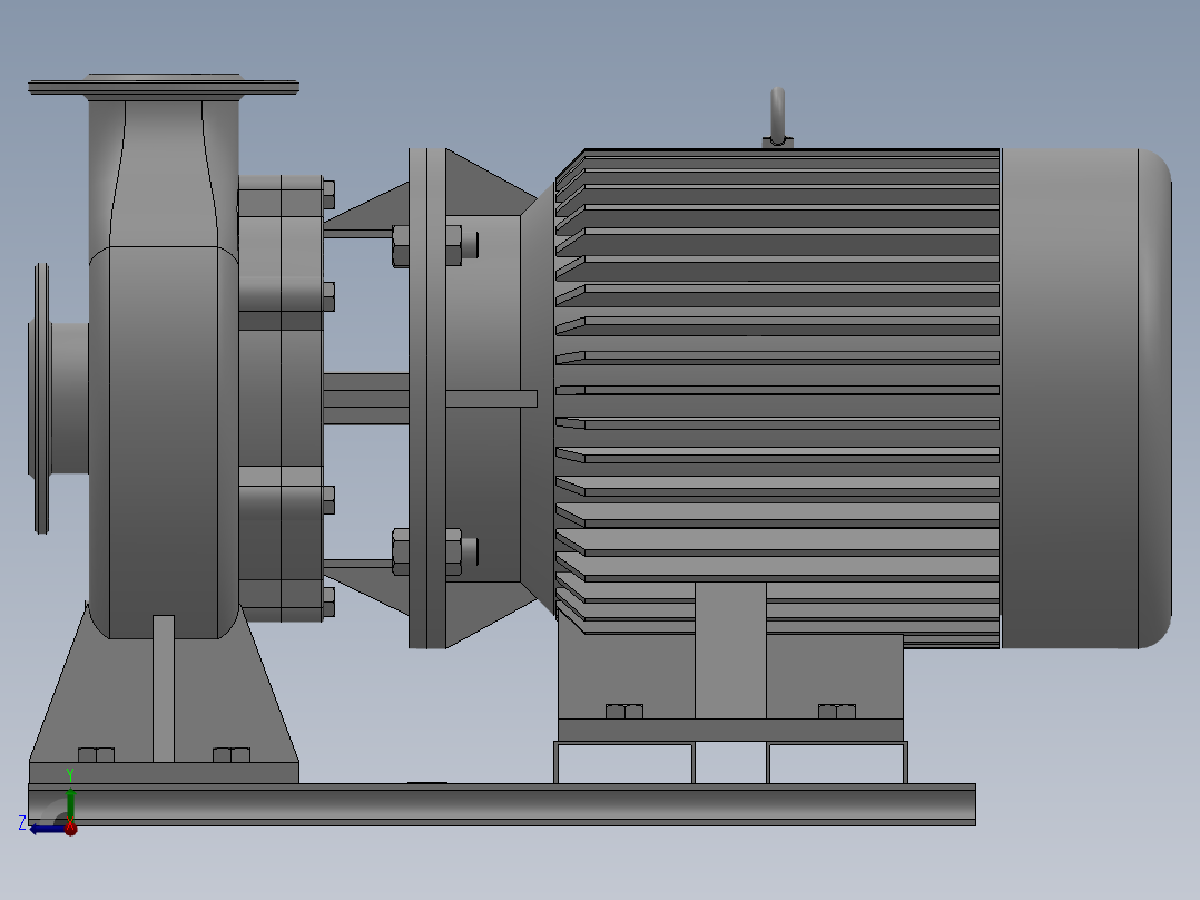 ISW╱IHW系列管道离心泵[ISW80-200(I)]右视图
