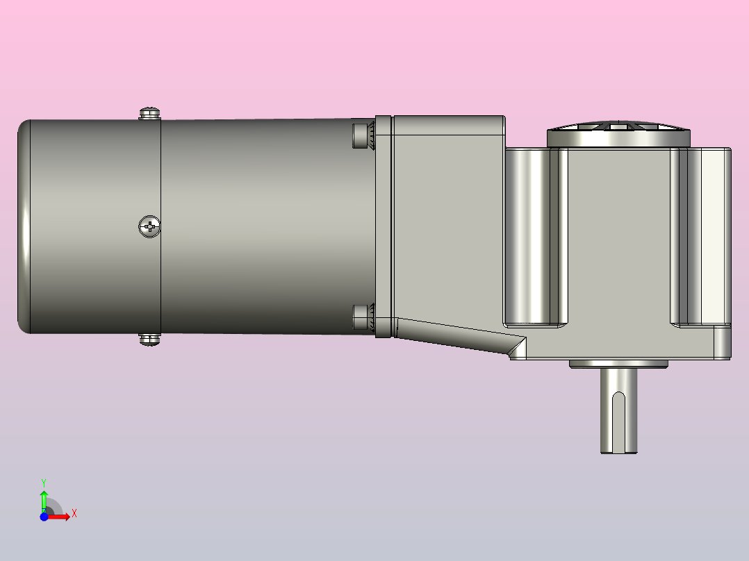 微型弧锥直交实心轴减速电机4ik25gn-c-4gn3-180rt_asm前视图