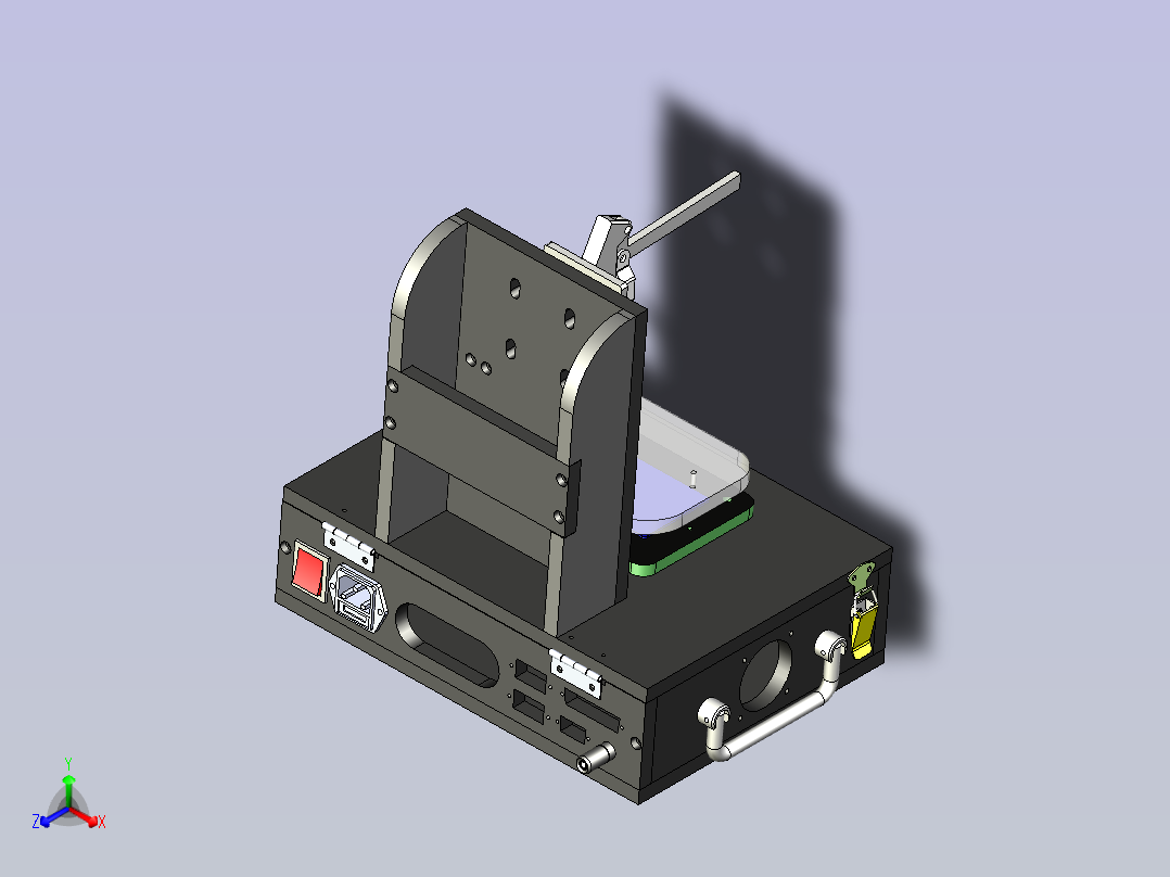 一款小夹手测试功能治具3D图纸主视图