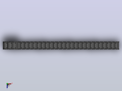 弯曲半径75内高35两侧打开型封闭式拖链_DMD35CD-35-100-75R-30俯视缩略图