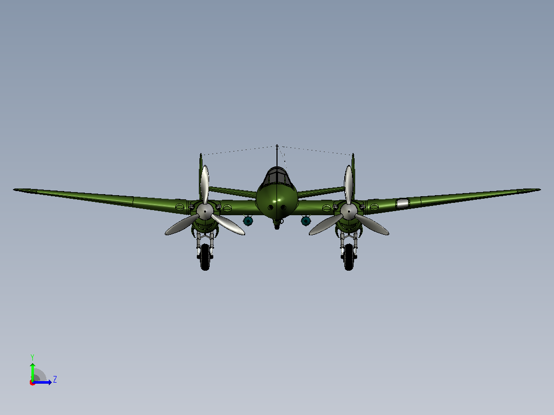 Pe-3双发重型飞机左视图