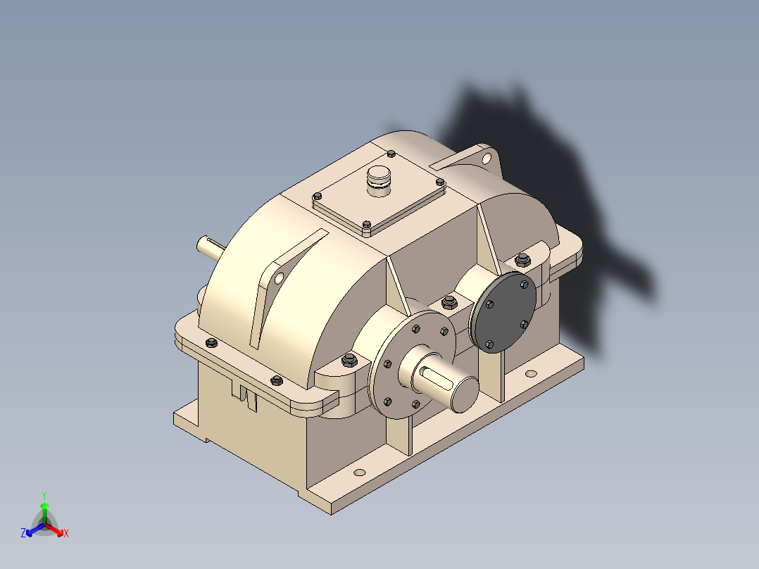 同轴式二级斜齿圆柱齿轮减速器3D模型