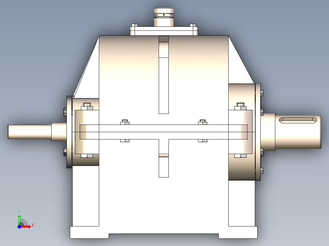 同轴式二级斜齿圆柱齿轮减速器3D模型前视图