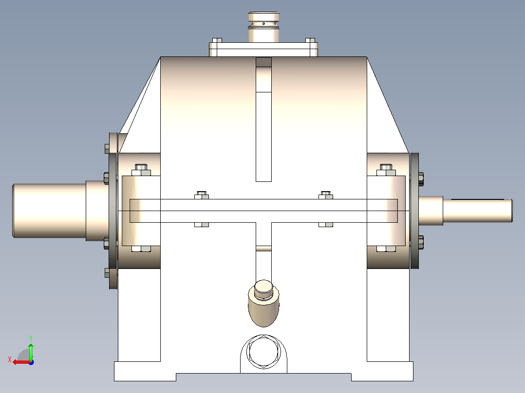 同轴式二级斜齿圆柱齿轮减速器3D模型后视图