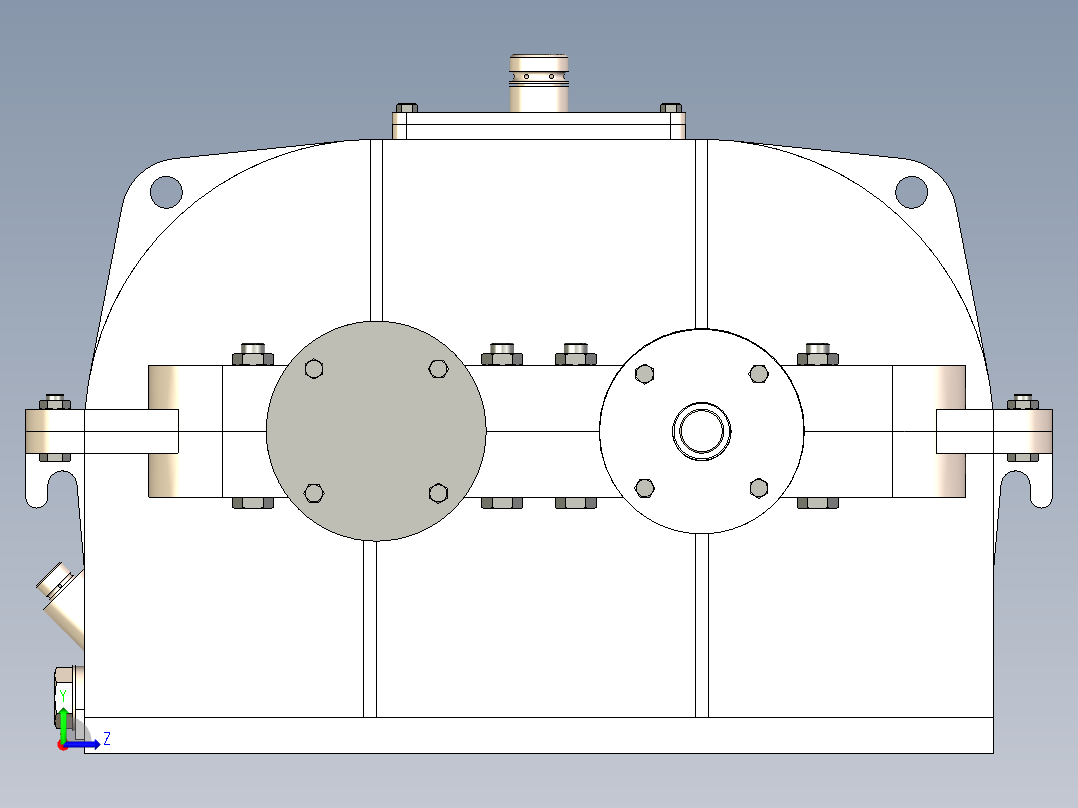 同轴式二级斜齿圆柱齿轮减速器3D模型左视图