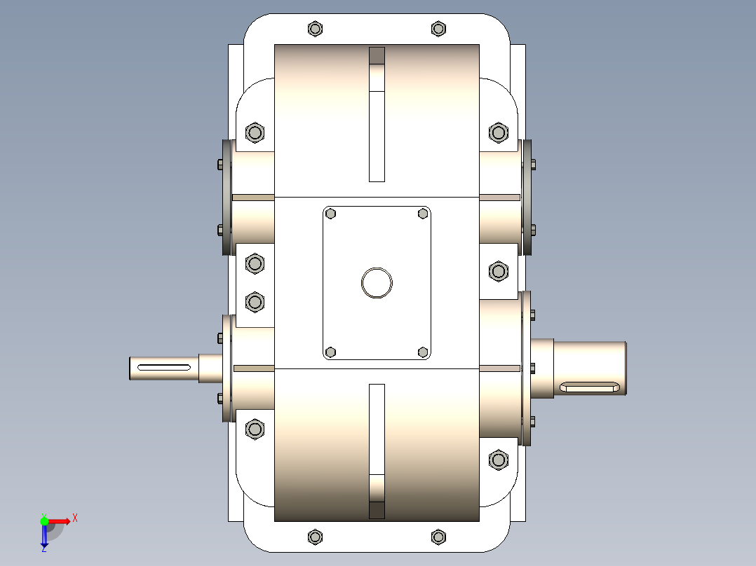 同轴式二级斜齿圆柱齿轮减速器3D模型俯视图