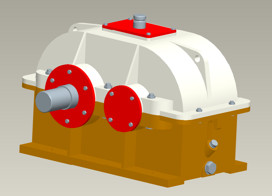 同轴式二级斜齿圆柱齿轮减速器3D模型