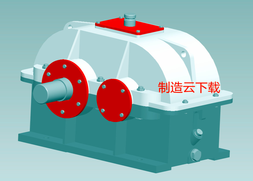 同轴式二级斜齿圆柱齿轮减速器3D模型