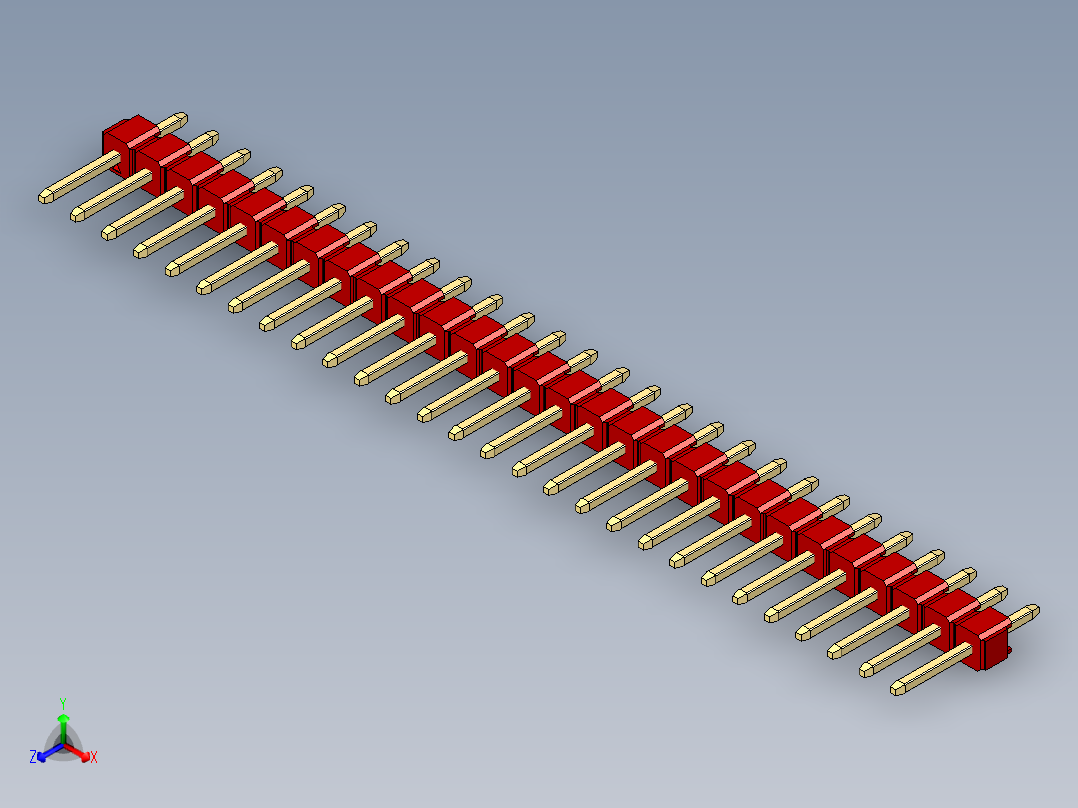 彩色公头100mil（2.54mm）系列-DS1021_red_1x28p_100mil_Type1_rev1.0主视图