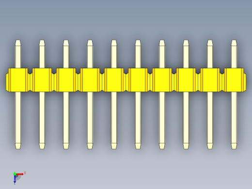 彩色公头100mil（2.54mm）系列-DS1021_yellow_2x10p_100mil_Type1_rev1.0俯视缩略图
