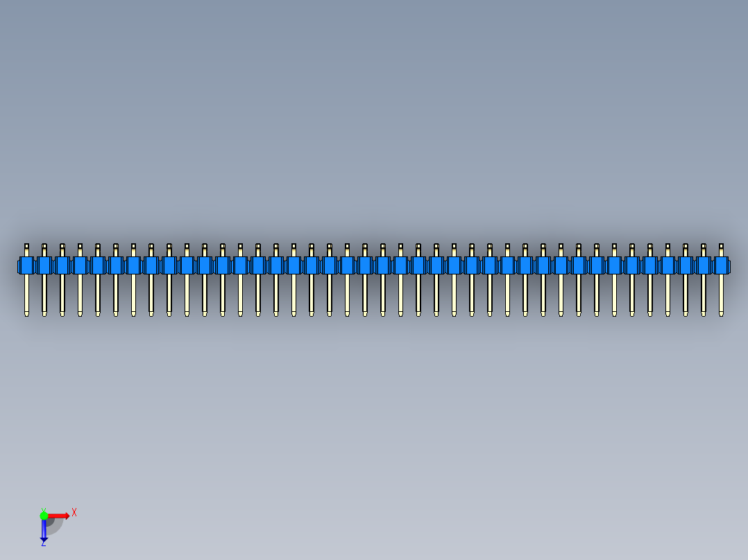 彩色公排针 100mil 2.54mm 系列-DS1022_blue_80p_100mil_TypeSMT_rev1.0俯视图