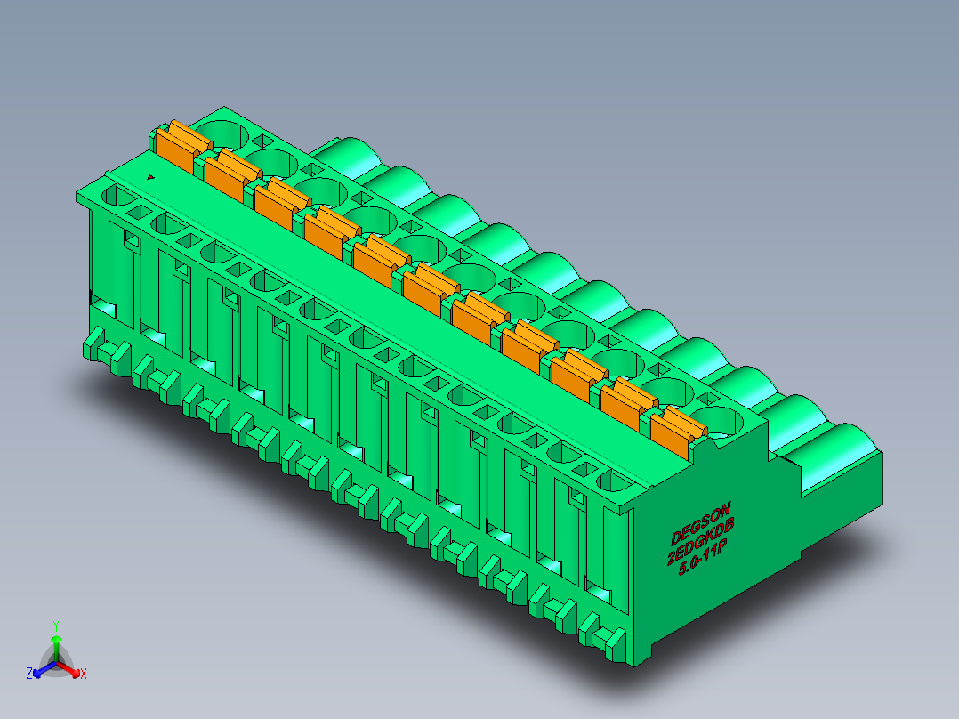 DEGSON 2EDG 系列 5.0mm 可插拔接线端子组-2EDGKDB-5.0-11P-14-00AH主视图