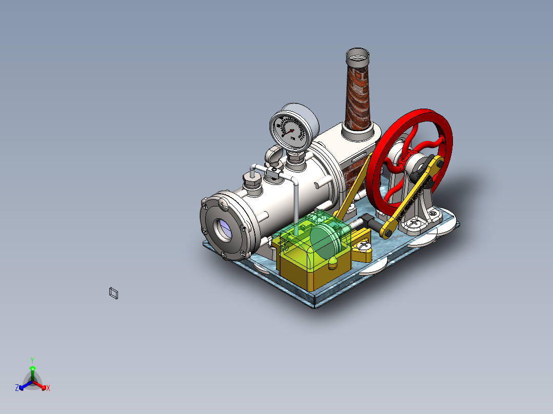 桌面蒸汽机正等轴测图
